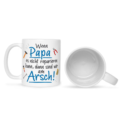 SEO. Bedruckte Tasse mit Spruch Wenn Papa es nicht reparieren kann - Weiß Linkreich