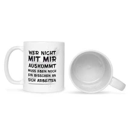 SEO. Bedruckte Tasse mit Spruch Wer nicht mit mir auskommt - Weiß Linkreich