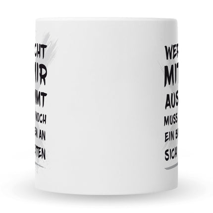 SEO. Bedruckte Tasse mit Spruch Wer nicht mit mir auskommt - Weiß Linkreich