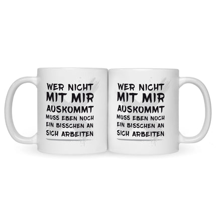 SEO. Bedruckte Tasse mit Spruch Wer nicht mit mir auskommt - Weiß Linkreich