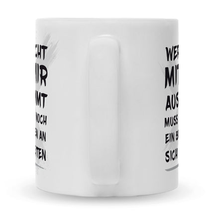 SEO. Bedruckte Tasse mit Spruch Wer nicht mit mir auskommt - Weiß Linkreich