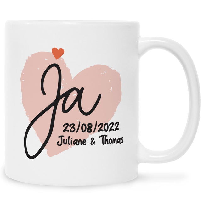 SEO. Bedruckte Tasse mit Spruch Wir Sagen Ja - Weiß Linkreich