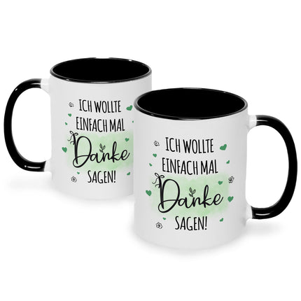 SEO. Bedruckte Tasse mit Spruch Wollte einfach mal danke sagen - Schwarz & Weiß Linkreich
