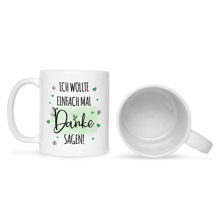 SEO. Bedruckte Tasse mit Spruch Wollte einfach mal danke sagen - Schwarz & Weiß Linkreich