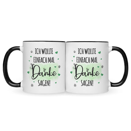 SEO. Bedruckte Tasse mit Spruch Wollte einfach mal danke sagen - Schwarz & Weiß Linkreich