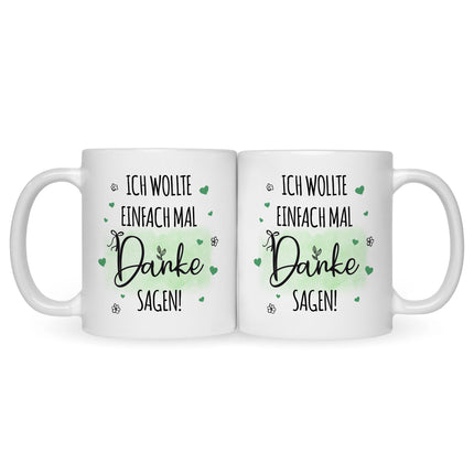 SEO. Bedruckte Tasse mit Spruch Wollte einfach mal danke sagen - Schwarz & Weiß Linkreich