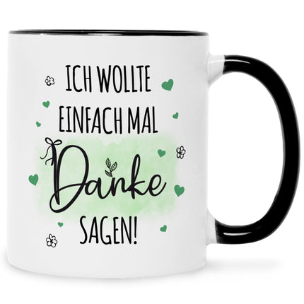 SEO. Bedruckte Tasse mit Spruch Wollte einfach mal danke sagen - Schwarz & Weiß Linkreich