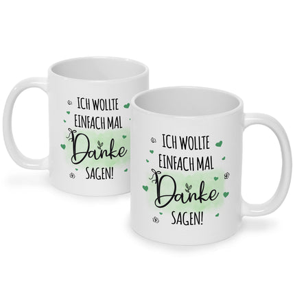 SEO. Bedruckte Tasse mit Spruch Wollte einfach mal danke sagen - Schwarz & Weiß Linkreich