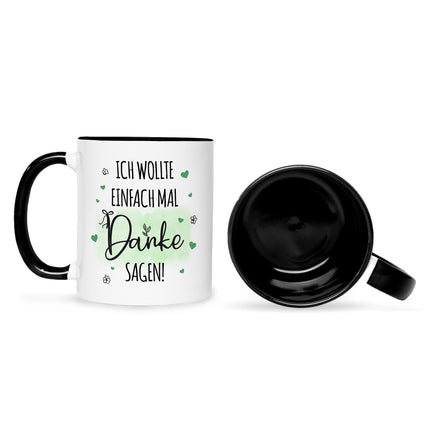 SEO. Bedruckte Tasse mit Spruch Wollte einfach mal danke sagen - Schwarz & Weiß Linkreich