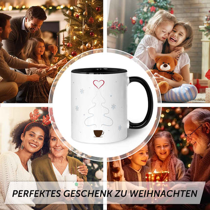 SEO. Bedruckte Tasse mit Weihnachtsmotiv - Es wird Zeit den Kaffee durch Glühwein - Schwarz & Weiß Linkreich