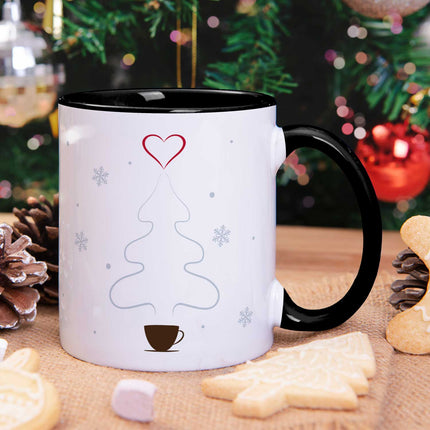 SEO. Bedruckte Tasse mit Weihnachtsmotiv - Es wird Zeit den Kaffee durch Glühwein - Schwarz & Weiß Linkreich
