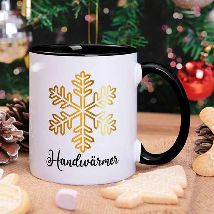 SEO. Bedruckte Tasse mit Weihnachtsmotiv - Handwärmer - Schwarz & Weiß Linkreich