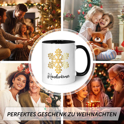 SEO. Bedruckte Tasse mit Weihnachtsmotiv - Handwärmer - Schwarz & Weiß Linkreich
