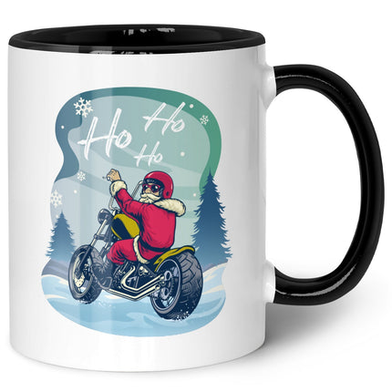 SEO. Bedruckte Tasse mit Weihnachtsmotiv im Cool Santa Design - Schwarz & Weiß Linkreich