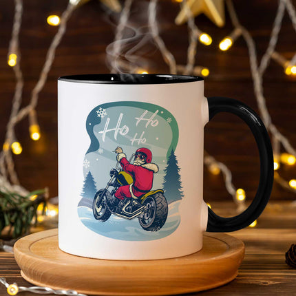 SEO. Bedruckte Tasse mit Weihnachtsmotiv im Cool Santa Design - Weiß Linkreich