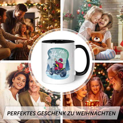 SEO. Bedruckte Tasse mit Weihnachtsmotiv im Cool Santa Design - Schwarz & Weiß Linkreich