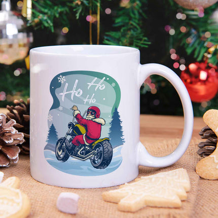 SEO. Bedruckte Tasse mit Weihnachtsmotiv im Cool Santa Design - Weiß Linkreich