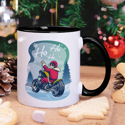SEO. Bedruckte Tasse mit Weihnachtsmotiv im Cool Santa Design - Schwarz & Weiß Linkreich