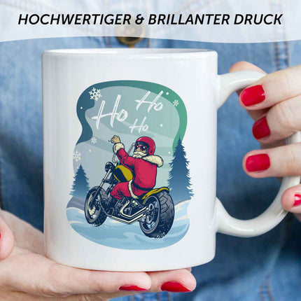SEO. Bedruckte Tasse mit Weihnachtsmotiv im Cool Santa Design - Weiß Linkreich