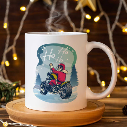 SEO. Bedruckte Tasse mit Weihnachtsmotiv im Cool Santa Design - Weiß Linkreich