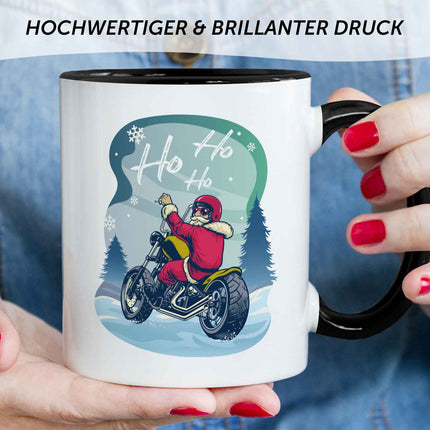 SEO. Bedruckte Tasse mit Weihnachtsmotiv im Cool Santa Design - Schwarz & Weiß Linkreich