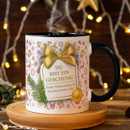 SEO. Bedruckte Tasse mit Weihnachtsmotiv im Du bist ein Geschenk Design - Weiß Linkreich
