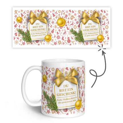 SEO. Bedruckte Tasse mit Weihnachtsmotiv im Du bist ein Geschenk Design - Weiß Linkreich