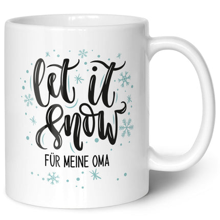 SEO. Bedruckte Tasse mit Weihnachtsmotiv im Let it Snow Design - Weiß Linkreich