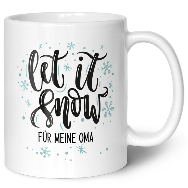 SEO. Bedruckte Tasse mit Weihnachtsmotiv im Let it Snow Design - Weiß Linkreich