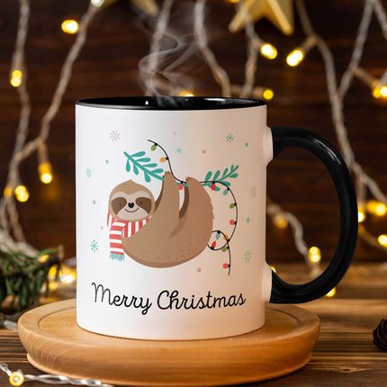 SEO. Bedruckte Tasse mit Weihnachtsmotiv im Merry Christmas Faultier Design - Weiß Linkreich