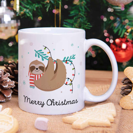 SEO. Bedruckte Tasse mit Weihnachtsmotiv im Merry Christmas Faultier Design - Weiß Linkreich