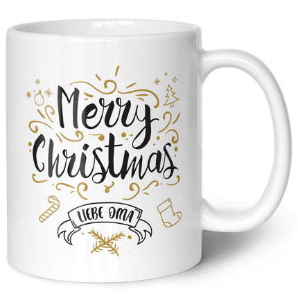 SEO. Bedruckte Tasse mit Weihnachtsmotiv im Merry Christmas Liebe Oma Design - Weiß Linkreich