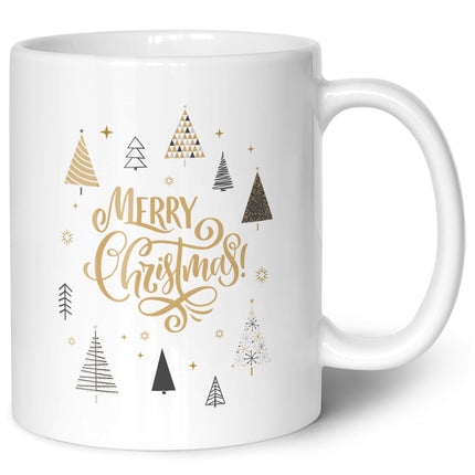 SEO. Bedruckte Tasse mit Weihnachtsmotiv im Weihnachtsbäume Design - Weiß Linkreich