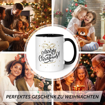 SEO. Bedruckte Tasse mit Weihnachtsmotiv im Weihnachtsgeschenk Design - Schwarz & Weiß Linkreich