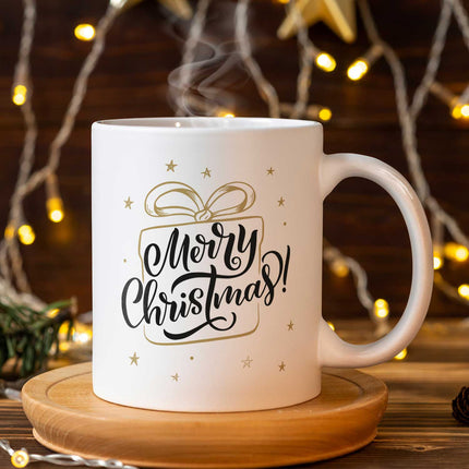 SEO. Bedruckte Tasse mit Weihnachtsmotiv im Weihnachtsgeschenk Design - Weiß Linkreich