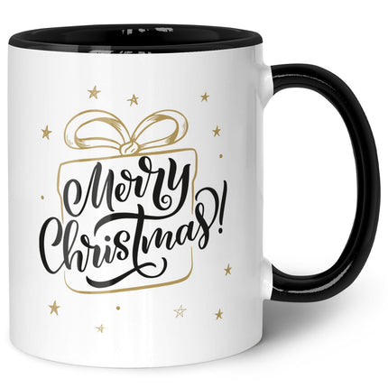 SEO. Bedruckte Tasse mit Weihnachtsmotiv im Weihnachtsgeschenk Design - Schwarz & Weiß Linkreich