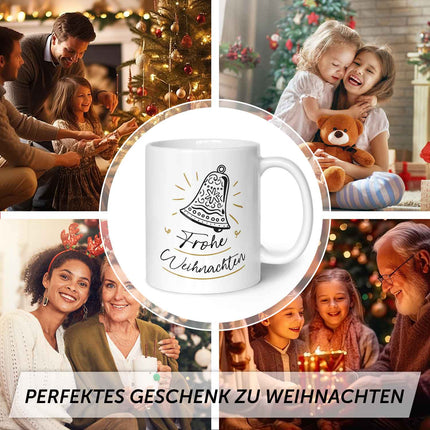 SEO. Bedruckte Tasse mit Weihnachtsmotiv im Weihnachtsglocke Design - Weiß Linkreich
