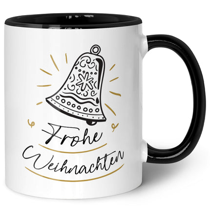 SEO. Bedruckte Tasse mit Weihnachtsmotiv im Weihnachtsglocke Design - Schwarz & Weiß Linkreich
