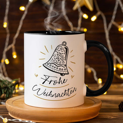 SEO. Bedruckte Tasse mit Weihnachtsmotiv im Weihnachtsglocke Design - Weiß Linkreich
