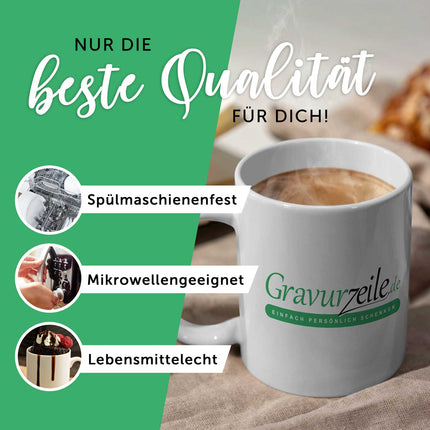 SEO. Bedruckte Tasse mit Weihnachtsmotiv im Weihnachtskugel Design - Weiß Linkreich