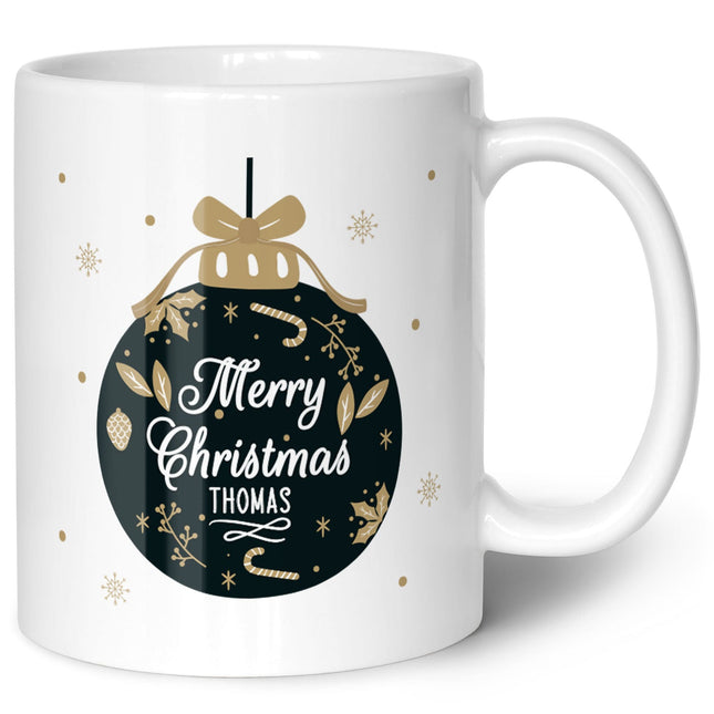 SEO. Bedruckte Tasse mit Weihnachtsmotiv im Weihnachtskugel Design - Weiß Linkreich