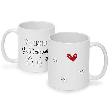 SEO. Bedruckte Tasse mit Weihnachtsmotiv - Its time for Glühckswein - Weiß Linkreich