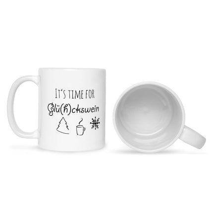 SEO. Bedruckte Tasse mit Weihnachtsmotiv - Its time for Glühckswein - Weiß Linkreich