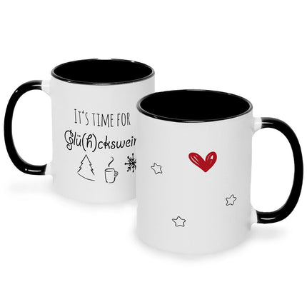 SEO. Bedruckte Tasse mit Weihnachtsmotiv - Its time for Glühckswein - Schwarz & Weiß Linkreich