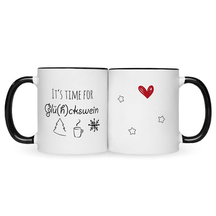 SEO. Bedruckte Tasse mit Weihnachtsmotiv - Its time for Glühckswein - Schwarz & Weiß Linkreich