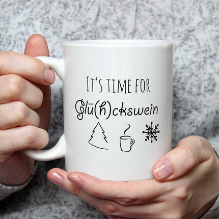 SEO. Bedruckte Tasse mit Weihnachtsmotiv - Its time for Glühckswein - Weiß Linkreich