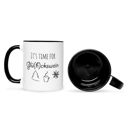 SEO. Bedruckte Tasse mit Weihnachtsmotiv - Its time for Glühckswein - Schwarz & Weiß Linkreich