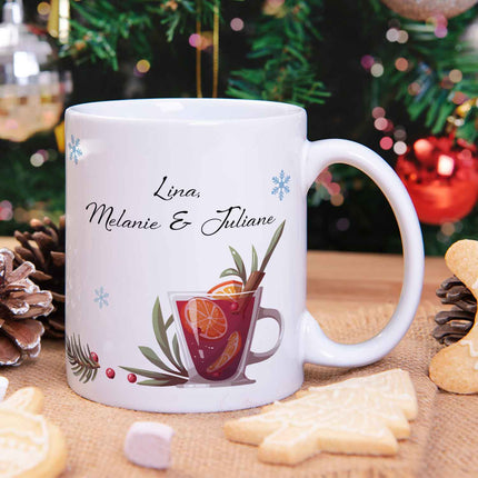 SEO. Bedruckte Tasse mit Weihnachtsmotiv - Mädels Glühwein mit Namen - Weiß Linkreich