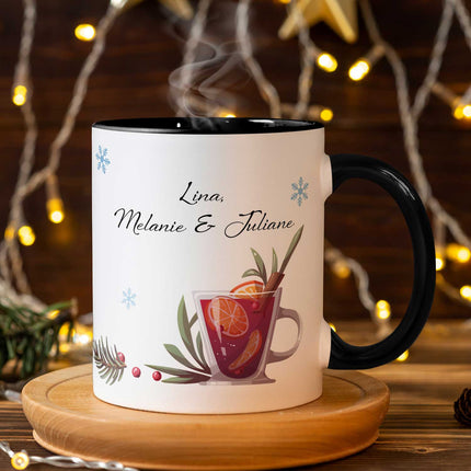 SEO. Bedruckte Tasse mit Weihnachtsmotiv - Mädels Glühwein mit Namen - Weiß Linkreich