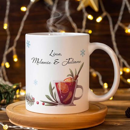 SEO. Bedruckte Tasse mit Weihnachtsmotiv - Mädels Glühwein mit Namen - Weiß Linkreich